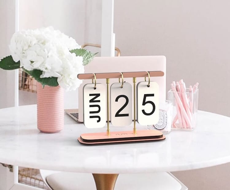 Pink perpetual desk calendar