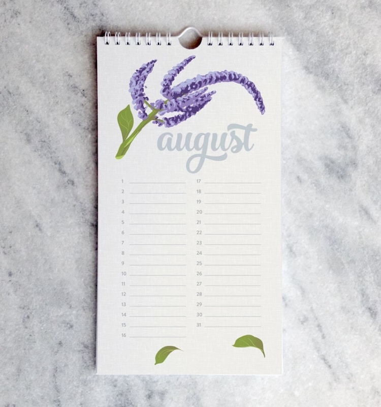 Wildflowers perpetual calendar